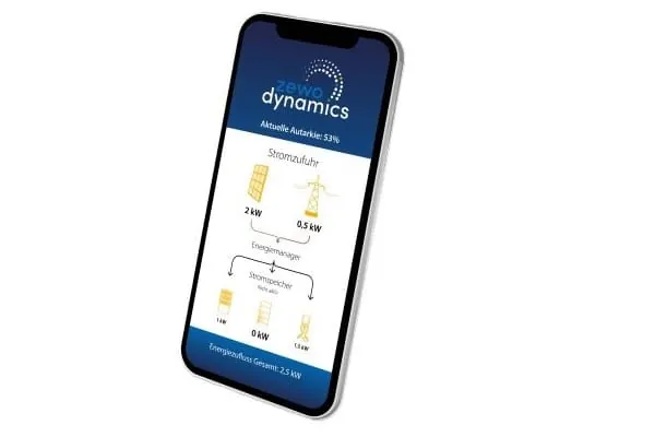 Smartphone mit Zewotherm-App zum EMS auf dem Display.