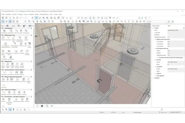 Der Open-BIM-optimierte Planungsmodus in DDScad 20 bietet unter anderem eine Produktdatenbank mit sehr umfangreichen Bauteilinformationen und eine komfortable Datenverwaltung.