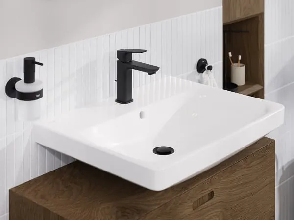 Die neue Grohe-Armaturenlinie Cubeo (hier in Schwarz Matt) wird erstmal auf der GET Nord vorgestellt.