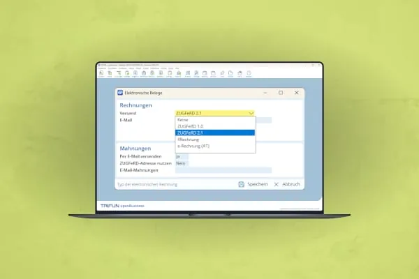 In der Taifun-Software lassen sich g&auml;ngige E-Rechnungsformate wie ZUGFeRD und XRechnung erstellen und versenden.