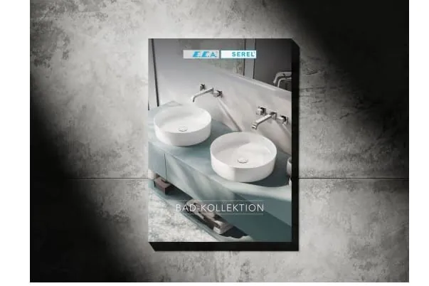 Cover: Der neue Katalog von E.C.A. Germany mit Bad-Kollektionen in variantenreichen Design- und Preiskategorien.