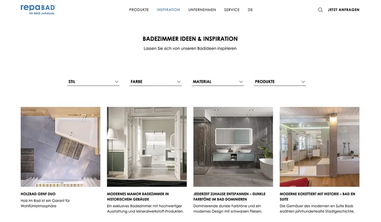 Die neue Seite &bdquo;Inspirationen&ldquo; liefert Tipps und Ideen f&uuml;r ein modernes Wohlf&uuml;hlbad.