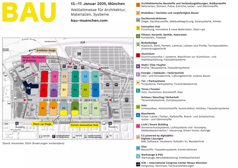 Der Hallenplan zur BAU 2025.