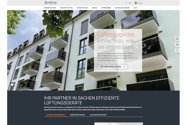 Die neue, CO2-neutrale Website von Meltem punktet mit zahlreichen neuen Features rund um das Thema Komfortlüftung.