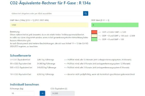 Der „CO2-Äquivalente-Rechner“ in der Branchensoftware „VDKF-LEC“