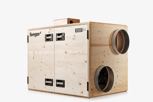 Die funktionsf&auml;hige Designstudie eines Gold-L&uuml;ftungsger&auml;ts aus Holz soll zum Nachdenken &uuml;ber bestehende Industrienormen anregen.