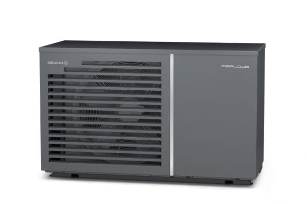 graue Monoblock-Wärmepumpe Außeneinheit von Hargassner