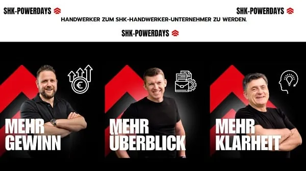 Auf den SHK-Powerdays am 14.02.25 in Ulm werden Marcus Storz, Rene Kausl und Achim Kimmich (v. l.) Vorträge geben.