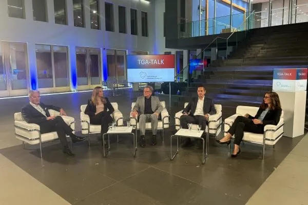 Raumluft – Talk-Runde zum Thema Lebensmittel Luft. Professor Christoph Kaup, Anja Daniels, Bernd Zeidler, Stefan Tuschy, Dr. Claudia Kandzia (v. l.)