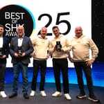 Die Gewinner des „Best of SHK Award 2025 für das Handwerk“ sind die Unternehmen Dietenmeier + Harsch, Hohnen und HEEET (v. l.): Felix Giezek (Hovi GmbH) und Lukas Kopp (Dietenmeier + Harsch Haustechnik GmbH aus Konstanz), Jürgen Hohnen (Jürgen Hohnen GmbH aus Heinsberg) sowie Peter Ferda, Lino Ferda und Harry Schneider (HEEET – Technik im Haus aus Siegen).