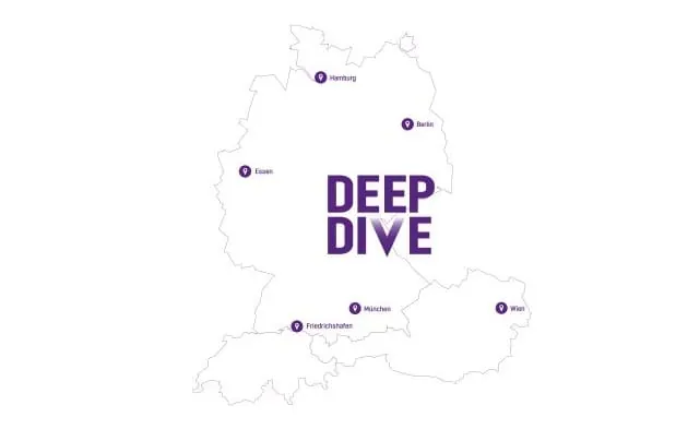 Vom 27. Mai bis 04. September 2025 verbindet DeepDive an sechs exklusiven Locations Fachwissen, Erlebnis und Networking auf einzigartige Weise.