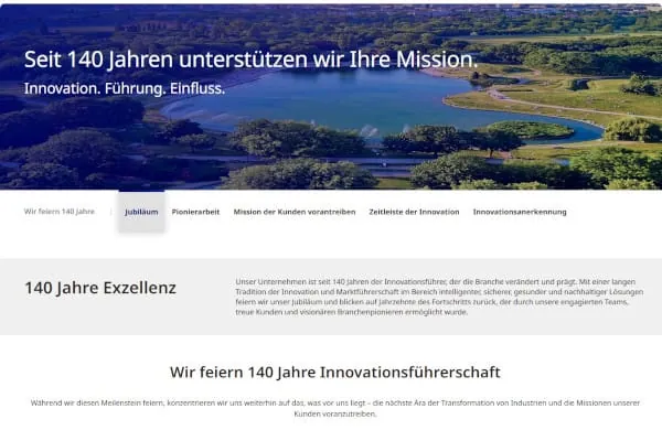 Ein Onlineauftritt informiert über 140 Jahre Johnson Controls.