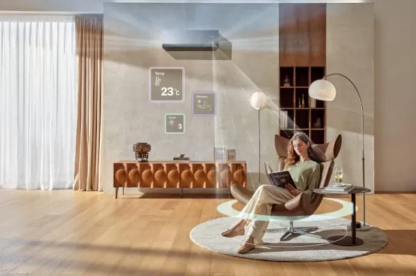 Das Klimager&auml;t mit KI-Technologie Artcool AI Air von LG analysiert das Nutzungsverhalten der Bewohner und passt die Klimaeinstellungen an.