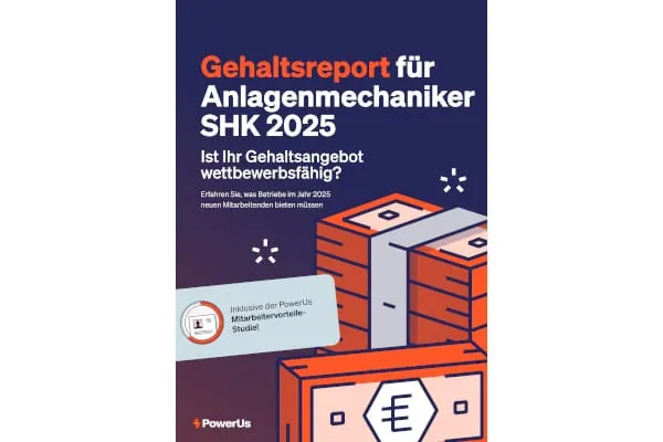Der Gehaltsreport von PowerUs bietet auf kompakten 20 Seiten wertvolle Informationen zur Gehaltsstruktur im SHK-Handwerk.