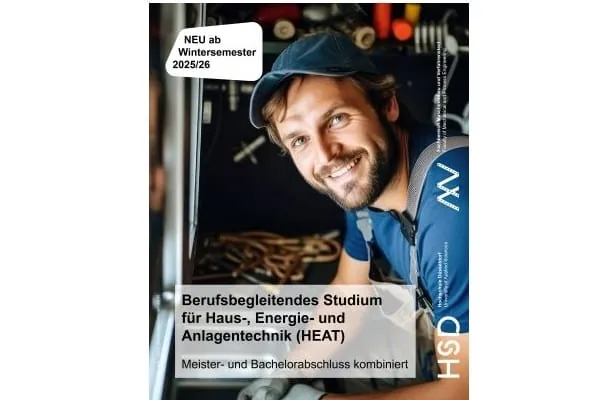 Postkarte &bdquo;Berufsbegleitendes Studium f&uuml;r Haus-, Energie- und Anlagentechnik&ldquo;. 