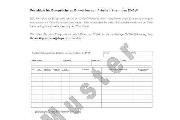 Jeder Interessierte kann mit seinen Änderungswünschen zum Gelingen des DVGW W 551-1 (A) beitragen.