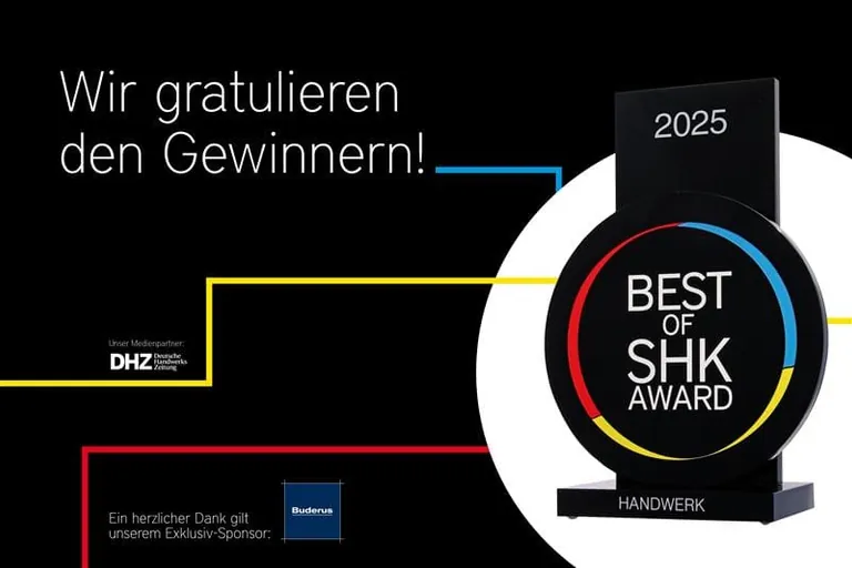 Gratulation und Dank für die Partner und Gewinner des "Best of SHK Awards" 2025 in der Kategorie Handwerk.