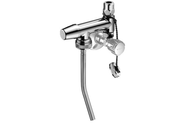 Probennahmeventil Probfix mit Anschluss für Armaturenschläuche zum Nachrüsten zwischen Eckventil und Armatur. Zum Einbau ist lediglich das vorhandene Eckventil abzusperren.