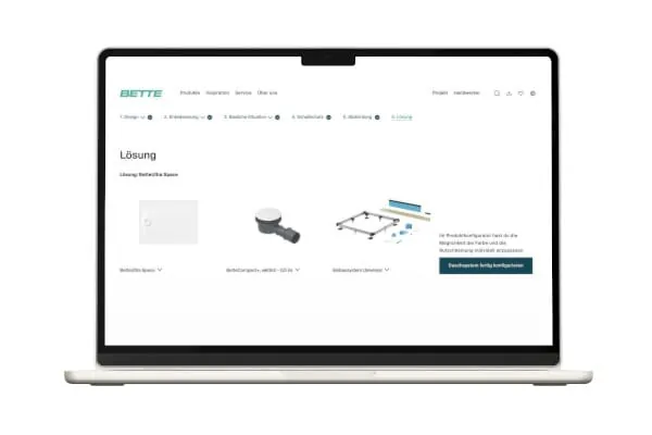 Mit seinem Duschplaner führt Bette Schritt für Schritt zur passenden Duschlösung.