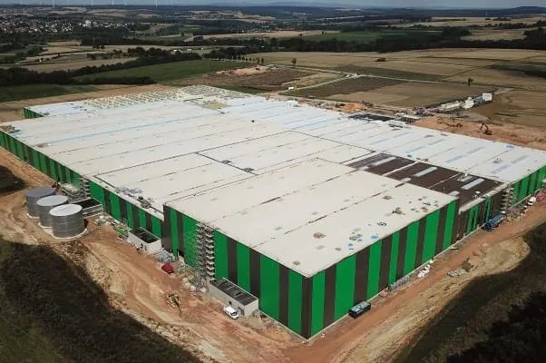 Drohnenansicht Baustelle Logistikcenter Nordwest in Alsfeld.