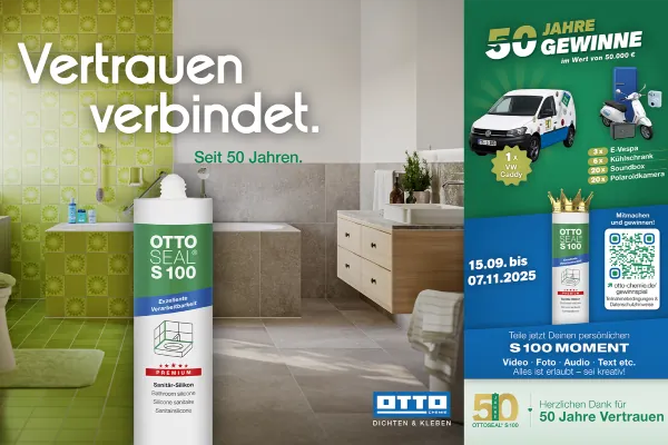 Zum Jubiläum des Premium-Sanitär-Silikons bedankt sich Hersteller Otto bei seinen langjährigen Partnern mit einem großen Gewinnspiel.