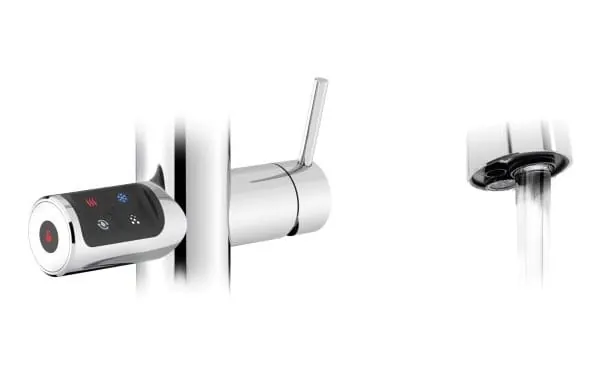 Die Bedienung geht intuitiv vonstatten: Die gew&uuml;nschte Wasserart l&auml;sst sich einfach &uuml;ber die beleuchteten Sensortasten am Display der Armatur ausw&auml;hlen.