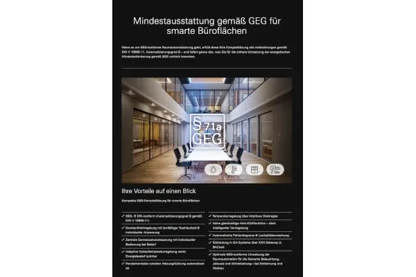 Gira stellt online L&ouml;sungen zu den im GEG (DIN V 18599-11) definierten funktionalen Anforderungen vor. Zus&auml;tzlich stehen u.a. funktionale Ausschreibungstexte, Funktionsschemata, St&uuml;cklisten und Bilder zum Download bereit.