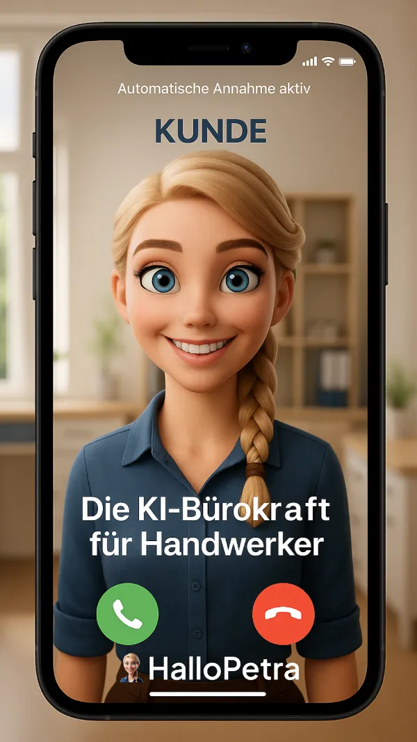 Die KI-B&uuml;rofachkraft Petra arbeitet rund um die Uhr &ndash; 24 Stunden am Tag, 365 Tage im Jahr &ndash; zuverl&auml;ssig, freundlich und ohne Pausen.