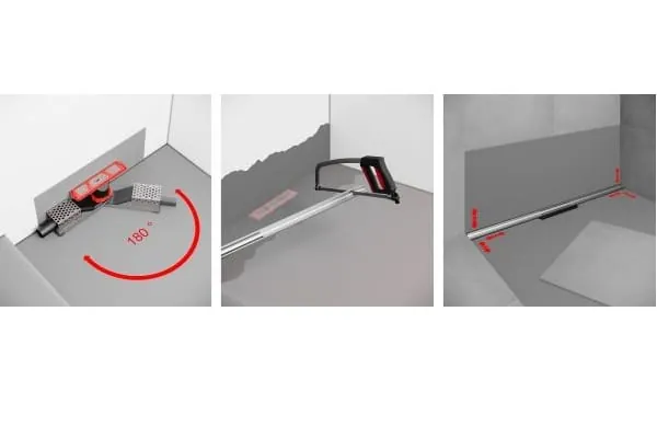 Das Edelstahlprofil ist in den L&auml;ngen 110cm und 160cm erh&auml;ltlich und nischenb&uuml;ndig k&uuml;rzbar. Der Ablauf l&auml;sst sich beliebig ausrichten, unabh&auml;ngig vom Anschlusspunkt der Abwasserleitung, sodass der Anschluss an die Abwasserleitung problemlos und ohne komplexe Formteile erfolgen kann.