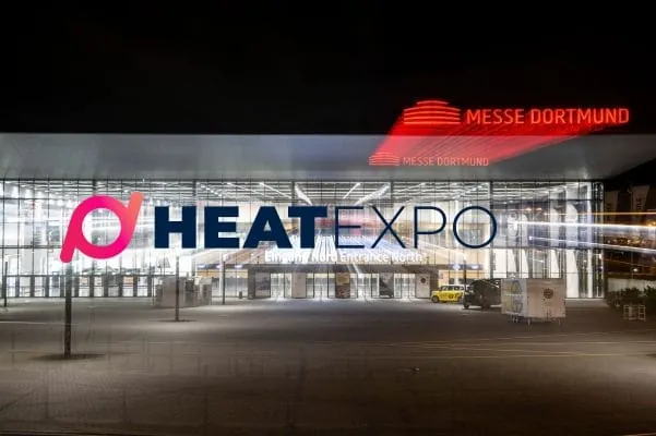 Fotomontage Messehalle in Dortmund und Logo HeatExpo