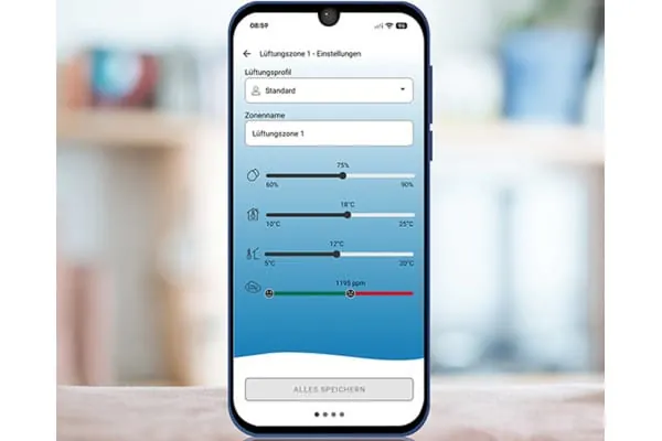 Der neue WiFi-fähige Regler ist der Zugriffspunkt für die App „Inventer-Mobile“ und kann einfach eigenständig ausgetauscht werden. Lüftungsmodi und Boost-Funktionen können zukünftig über die neue App intuitiv angepasst werden.