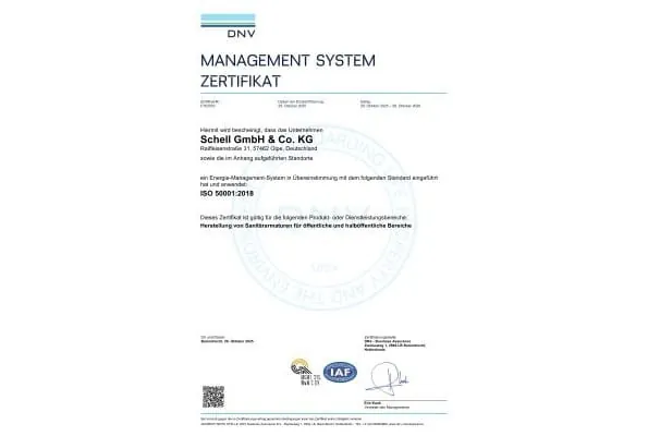 Die ISO-50001-Zertifizierung von Schell zeigt, dass das Unternehmen seine Energieeffizi-enz nachhaltig verbessert.