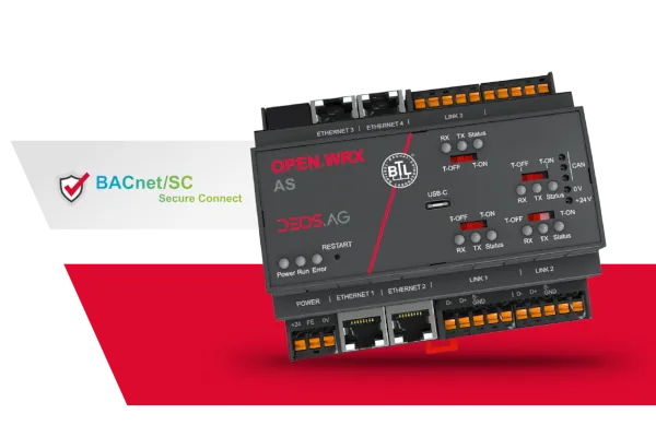 Ein Highlight auf den Fr&uuml;hjahrsmessen am Deos-Messestand ist der Open.WRX BACnet/SC Controller.