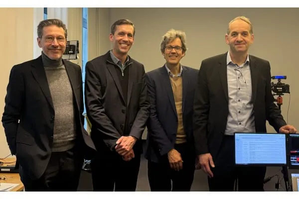 Beim 14. Forum Wohnungsl&uuml;ftung: Ralf Lottes, Lutz Schulte, Dr. Wolfram Birmili und Holger Thamm (v. l.).