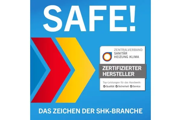 Die Zertifizierung f&uuml;r das ZVSHK-Qualit&auml;tszeichen erfolgt in einem &ouml;ffentlichen Verfahren auf Grundlage transparenter Kriterien. Um Qualit&auml;t, Sicherheit und Service auf stets aktuellem Standard zu zertifizieren, wird die herstellerseitige Erf&uuml;llung der Kriterien regelm&auml;&szlig;ig evaluiert.