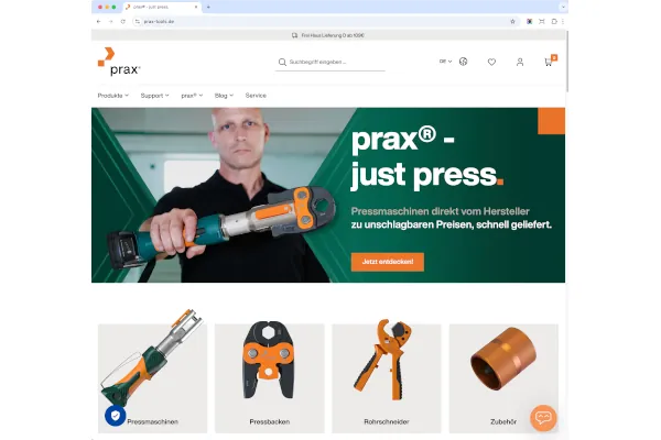 Presswerkzeug und Zubehör jetzt ganz einfach beim Hersteller online bestellen. Unter prax-tools.de finden Handwerker alles, was sie für die Rohrverpressung brauchen und das zu einem starken Preis-Leistungs-Verhältnis.