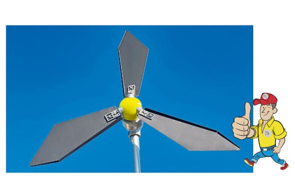 Die Form dieser Rotorblätter wurde Ahornsamen abgeschaut. Sie erhöht die Energieausbeute bei niedrigen Windgeschwindigkeiten.