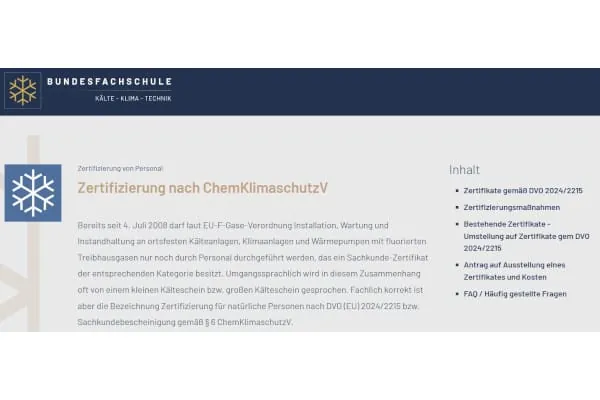 Als kostenlosen Service für alle Fachbetriebe hat die BFS unter www.bfs-kaelte-klima.de/module/zertifizierungen alle Infos rund um das Thema Zertifizierung zusammengetragen.