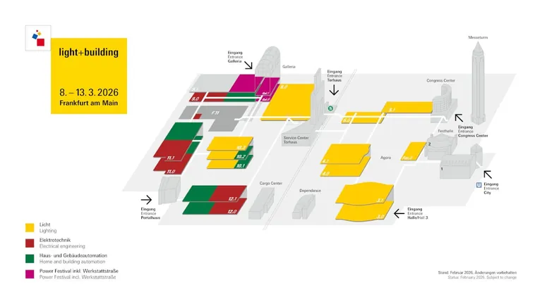 Geländeplan der Light + Building 2026.
