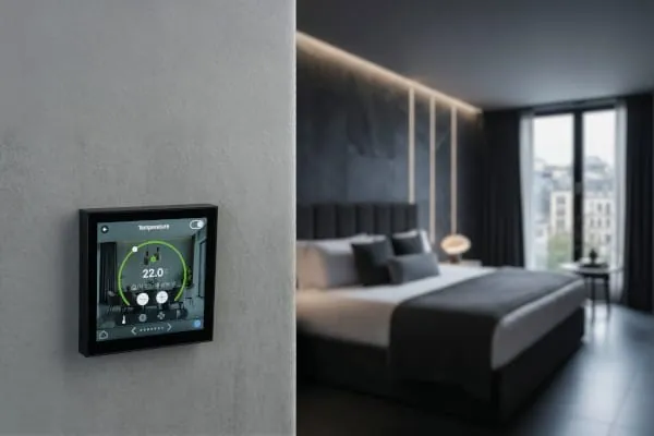 Der Raumcontroller iONprime CP4 erm&ouml;glicht eine intuitive Steuerung &uuml;ber das 4-Zoll-Touchdisplay.