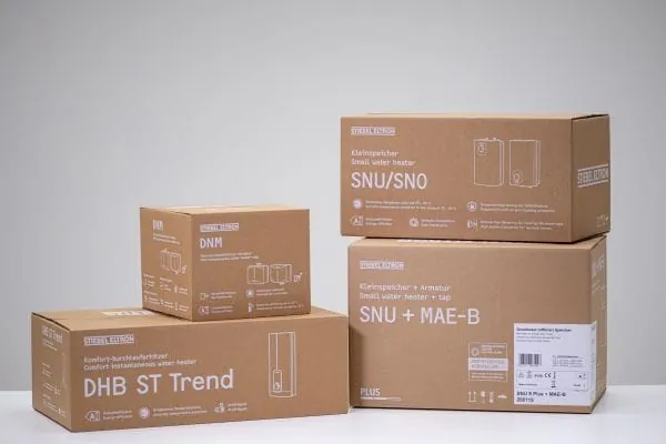 Stiebel Eltron macht sein Warmwasser-Sortiment noch nachhaltiger: Die Verpackungen von insgesamt 147 Produkten &ndash; darunter Durchlauferhitzer und Kleinspeicher &ndash; wurden jetzt vollst&auml;ndig auf umweltfreundliche, recycelbare Kartonagen umgestellt. 