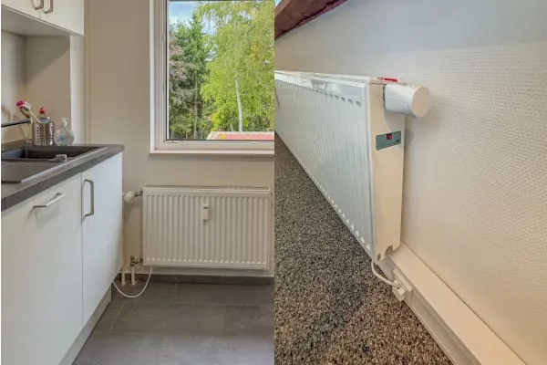 Die Niedertemperaturheizkörper waren schnell an den Plätzen der herkömmlichen Radiatoren installiert. Strom für das innenliegende Gebläse kommt per Steckdose aus den bestehenden Leitungen.