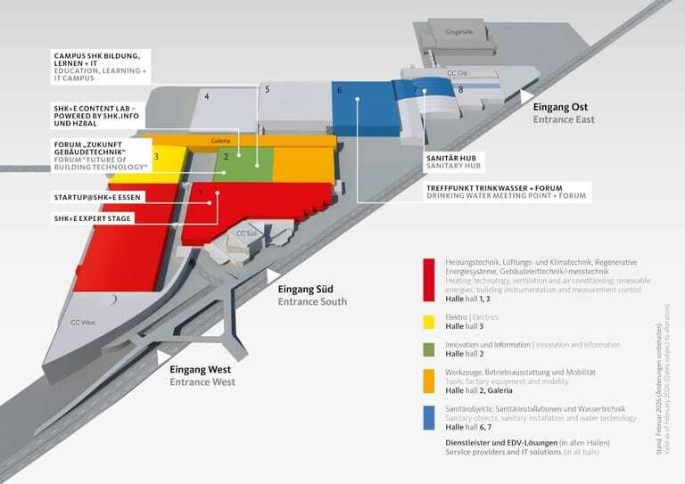 Die Messehallen mit ihren Schwerpunktthemen im Überblick.