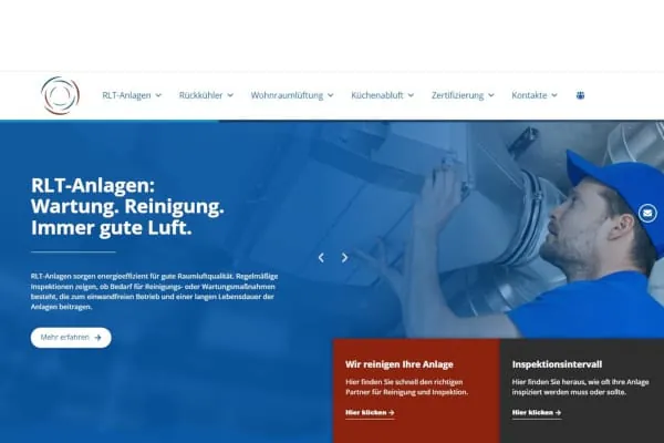 Die Website rlt-reinigung.de informiert &uuml;ber die Inspektion und Reinigung von RLT-Anlagen, R&uuml;ckk&uuml;hlern, Wohnrauml&uuml;ftungsanlagen und K&uuml;chenabluftanlagen.