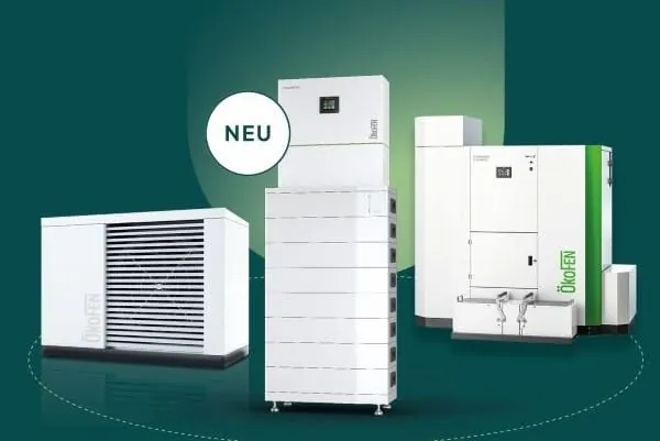 Produktportfolio ÖkoFen: Wärmepumpe, Pelletskessel für Gewerbe, Stromspeicher mit EMS