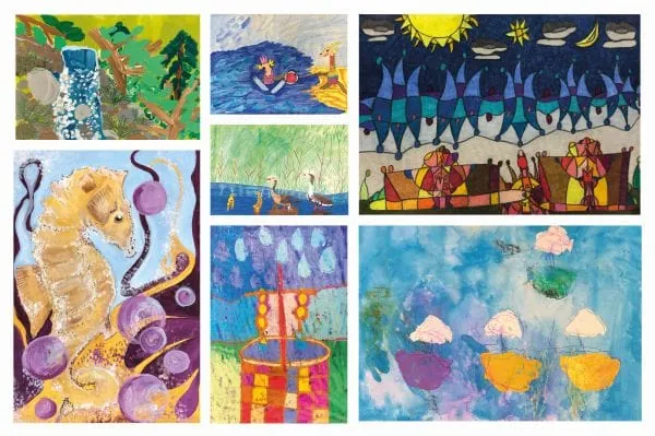 In guter bunter Tradition hat perma-trade Wassertechnik auch in diesem Jahr anl&auml;sslich des Weltwassertages wieder eine Malaktion mit dem &bdquo;Atrio Kreativwerk f&uuml;r Menschen mit Behinde-rung&ldquo; initiiert. Die Collage zeigt einige ausgew&auml;hlte Werke dazu