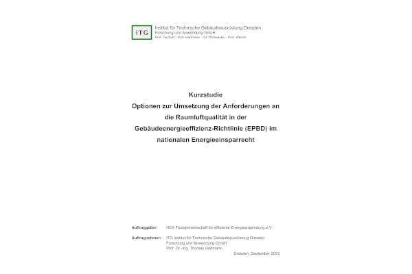 Umsetzungsvorschläge zu EU-Anforderungen an Innenraumluftqualität