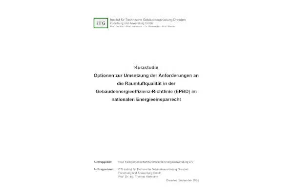 Umsetzungsvorschläge zu EU-Anforderungen an Innenraumluftqualität