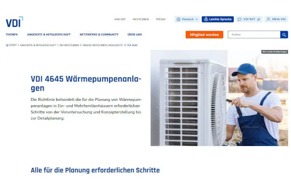Die Richtlinie VDI 4645 E &bdquo;Heizungsanlagen mit elektrisch betriebenen W&auml;rmepumpen in Ein- und Mehrfamilienh&auml;usern &ndash; Planung, Errichtung, Betrieb" ist im M&auml;rz 2026 als Entwurf erschienen.