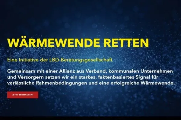 Screentshot: Die Initiative „Wärmewende retten!“ fordert einen verlässlichen Ordnungsrahmen für den Wärmemarkt. Kritisiert werden fehlende Alternativen zur 65-%-Regel sowie unklare Steuerungsinstrumente im geplanten GMG.